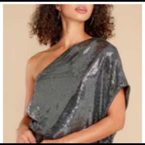 One shoulder sequin top